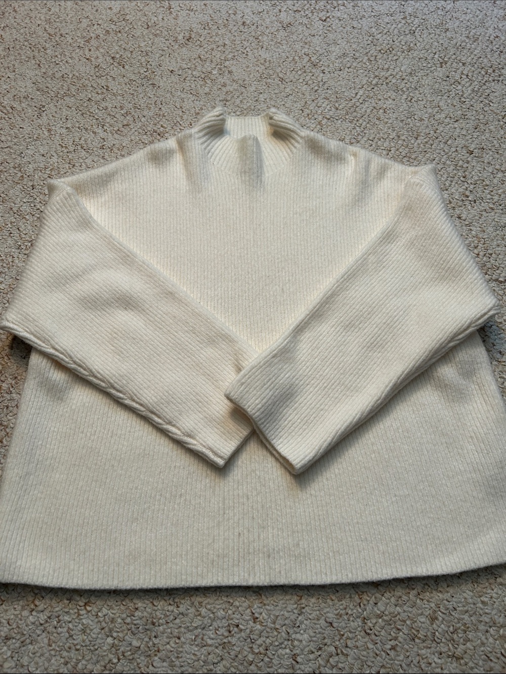 Abercrombie & Fitch Cream Ribbed Mock Neck Sweater